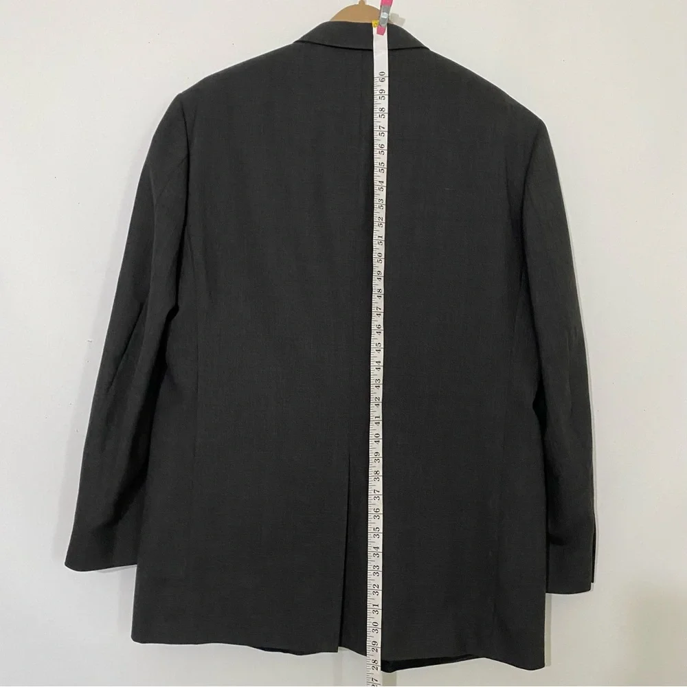 Stafford Men's Suit Jacket Size 46L Dark Charcoal Gray 55%Polyester 45% Wool